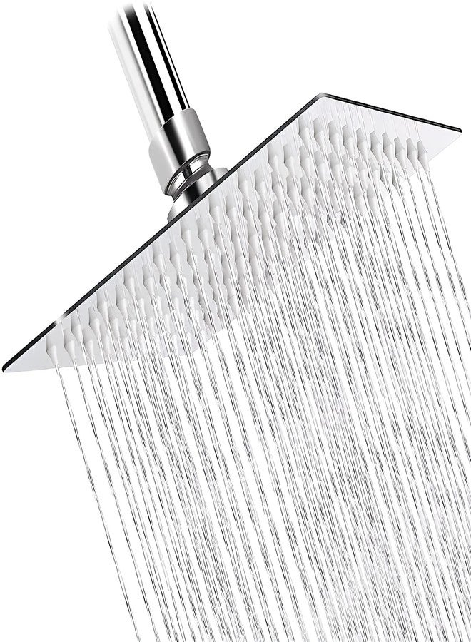 CARNIVAL Heavy Duty Ultra Slim Square 8x8 Overhead Shower | Stainless Steel 304 Rainfall Shower Head For Bathroom | Adjustable Angles With Premuim Chrome Finish WIthout Arm (8x8) - Image 1